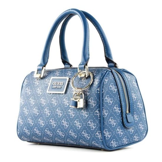 GUESS Tyren Box Satchel Blue 115218 Bleu Cdiscount Bagagerie Maroquinerie