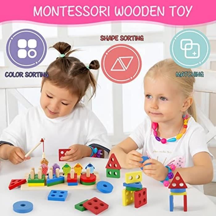 Mon Arc-en-ciel en bois Montessori - Jeux à empiler bébé et enfant