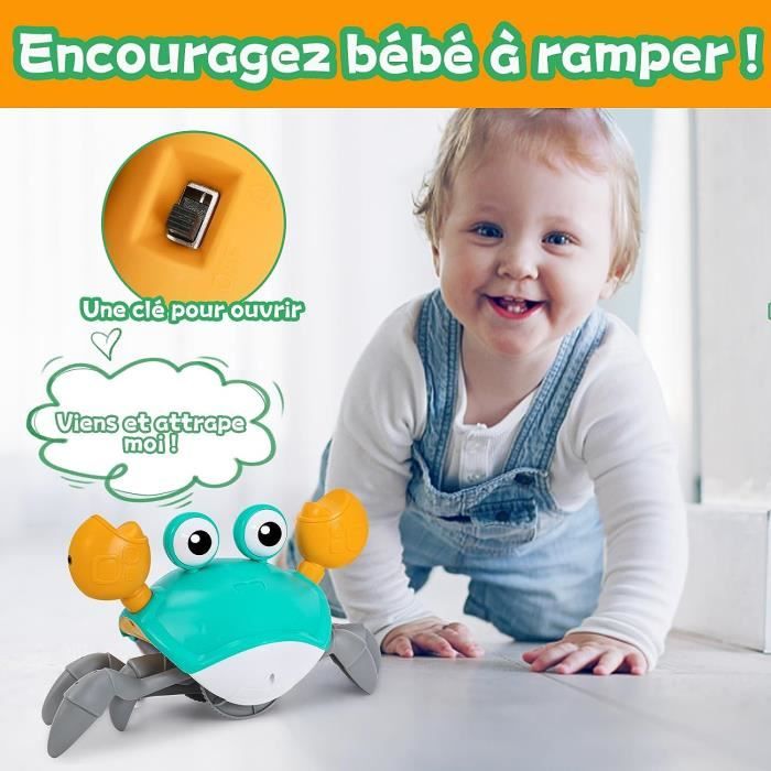 Jouet Crabe Musical Rampant Pour Bébé - Lumières Douces - Encourage La Motricité Et La Marche - Cadeau 6-24 Mois