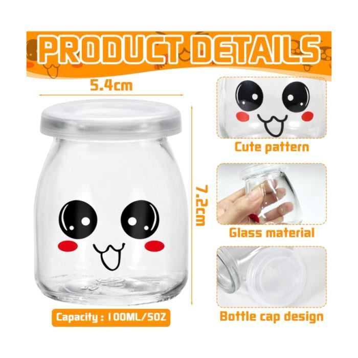 12 Pots Yaourt En Verre Avec Couvercle – 200 Ml, Avec Cuillères Et étiquettes – Réutilisables Pour Desserts, Confitures, Miel