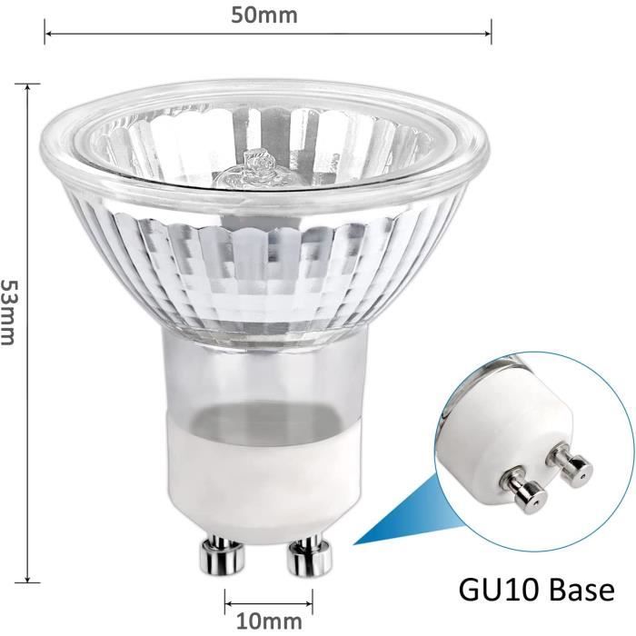 Ampoule Halogene GU10 50W 230V, 500lm Blanc Chaud 2700K, Dimmable Ampoule  Spot Halogene MR16, pour Lumière d'armoire, Lumières A161 - Cdiscount Maison