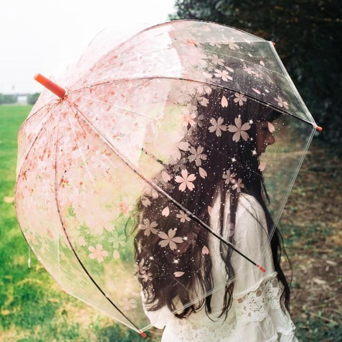 Parapluie,Parapluie Transparent en fleurs de cerisier pour filles,à Long  manche,rétro,couleur bonbon,princesse - Type green - Cdiscount Bagagerie -  Maroquinerie