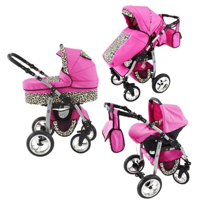 Poussette Lux4Kids Dino graphite fleurs graffiti 3en1 avec si ge