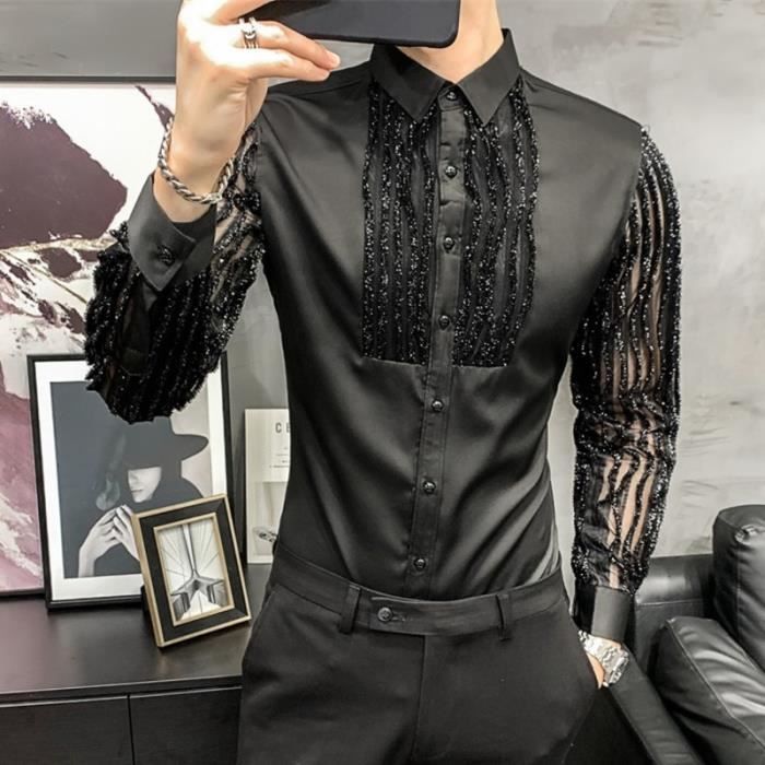 Chemise shop transparente homme