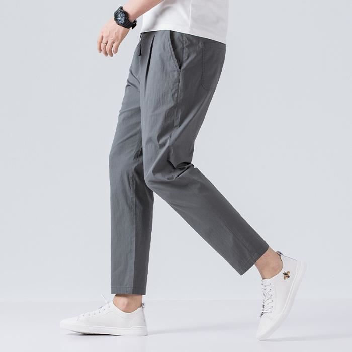 Pantalon Homme Léger en Coton et Lin Taille standard élastiquée Casual  Couleur unie Gris - Cdiscount Prêt-à-Porter