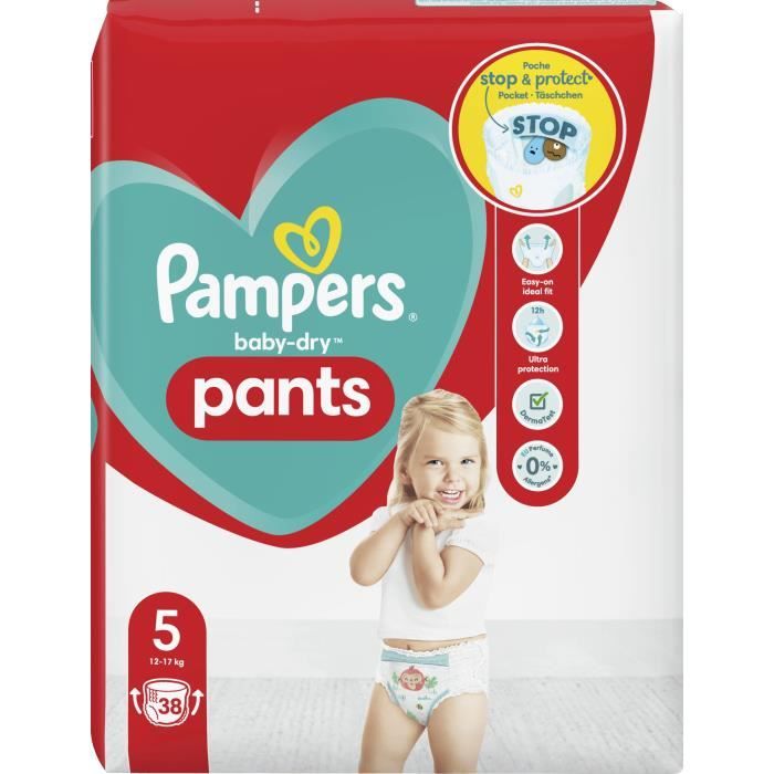 Couches-culottes PAMPERS Baby-Dry Pants Taille 5 - 38 couches-culottes -  Cdiscount Puériculture & Eveil bébé