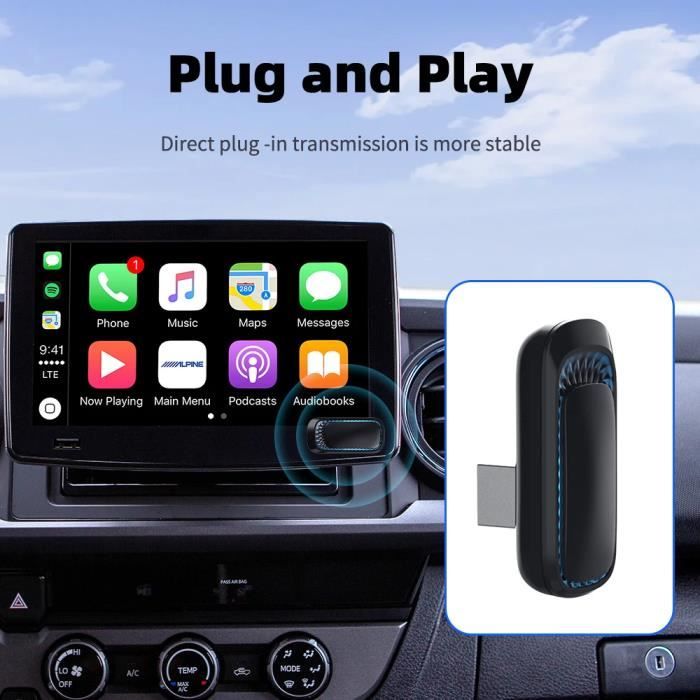 Adaptateur CarPlay AI filaire vers sans fil pour Audio de voiture OEM avec  prise USB lecture lien intelligent CarPlay Android Auto - Cdiscount Auto
