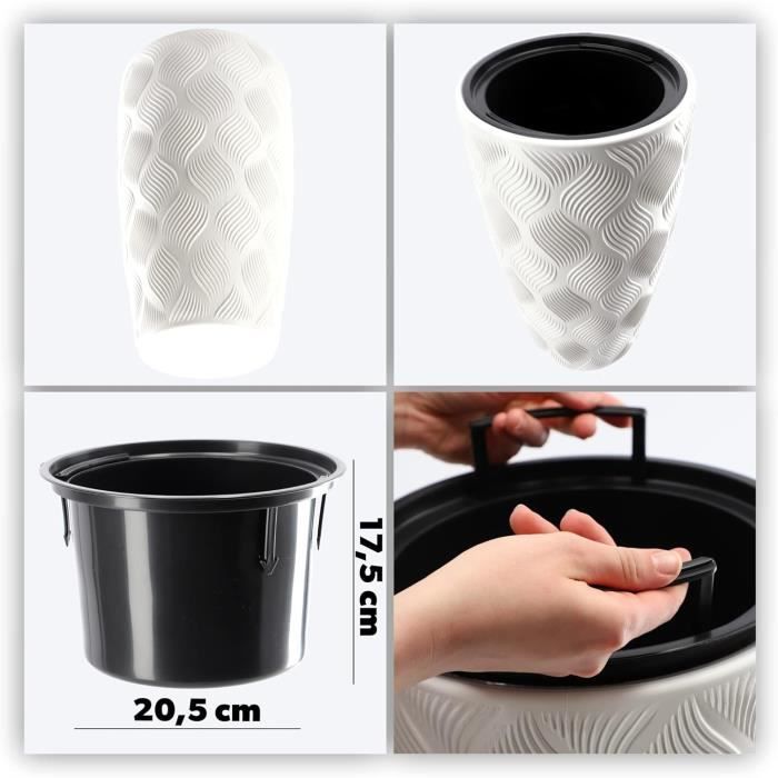 Pot de Fleurs Haut, Jardinière en Plastique de Grande Taille avec Motif — free download