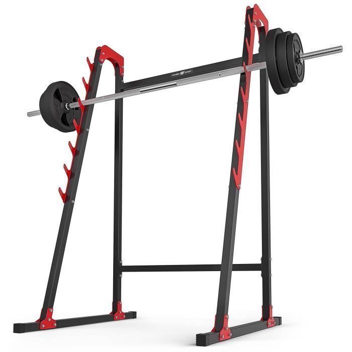 Support Squat Et Haltères Réglable Marbo Sport MS-S107 - 3 Hauteurs, Barres De Chargement, Stable - Pour Home Gym