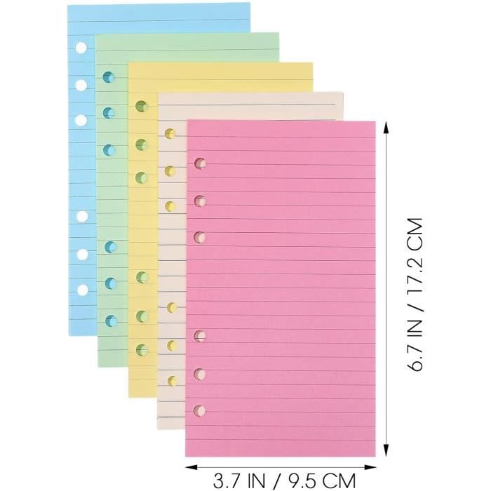 A5 Coloré 6Trou Perforé Papier Ligné Recharges 50 Pages Inserts pour Loose  Leaf Binder Notebook 132 - Cdiscount Beaux-Arts et Loisirs créatifs