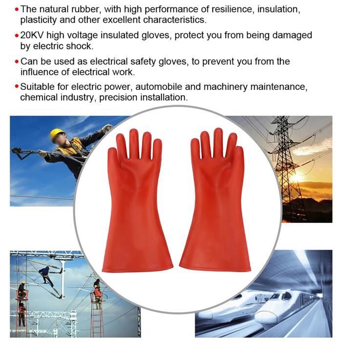 Gants d'électricien haute tension 20Kv, gants de protection isolés en  caoutchouc naturel haute performance de résilience pour - Cdiscount Auto