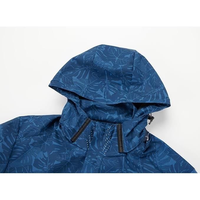 Veste de Pluie Homme Coupe-Vent Vêtements imperméables Veste Plein air  d'extérieur Camouflage Automne Hiver（Bleu）