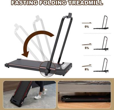 Tapis De Course Pliable LIKESPORTING - Moteur 1400W Silencieux - Vitesse 1-12 Km/h - Inclinaison Réglable 5% - Pliable Avec Roues - Pour Maison/bureau