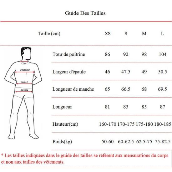 Correspondance taille 50 veste discount homme