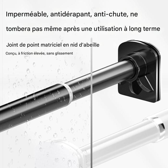 Tringle à Rideau Télescopique 67-187 Cm - Noir Avec Embouts Translucides - Pour Chambre, Salon, Balcon