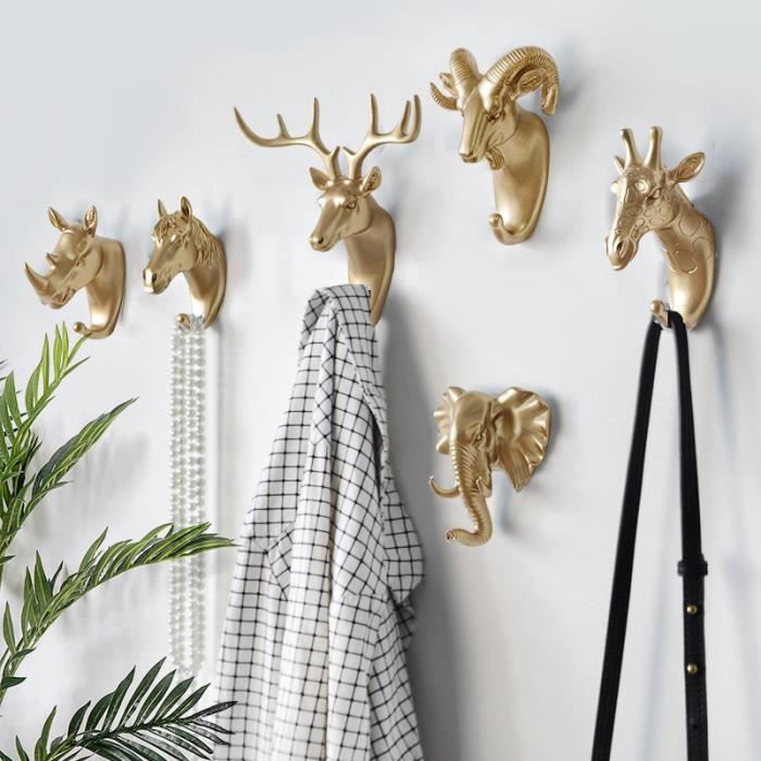 Crochets Muraux En Bois Animaux - 5 Modèles Pour Chambre D'enfant (chat, Lion, Girafe, éléphant, Lapin) - 3