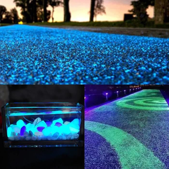 ATopoler 300Pcs Pierres Lumineuses Bleues - Galets Décoratifs Jardin - Éclairent La Nuit - 14x11mm
