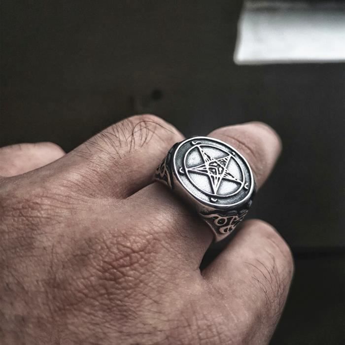 7 EYHIMD bague occulte en acier inoxydable chevaliere de bapteme gothique gothique eglise de la croix de Satan Lucifer satin Achat Vente bracelet gourmette EYHIMD bague occulte en acie Acier Cd