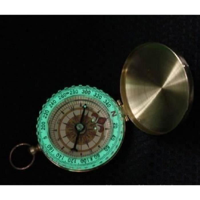 Boussole De Montre De Poche, Boîtier Plaqué Or Vintage Compass Mirror