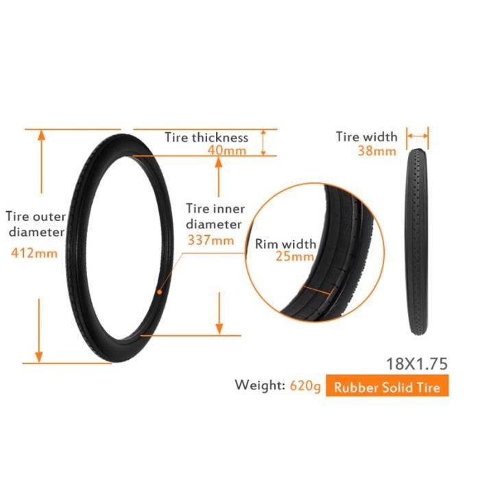 Pneu Solide (non-gonflable) Pour VTT 26 Pouces - Structure Alvéolée, Taille 26x1.75/1.95 - Neuf