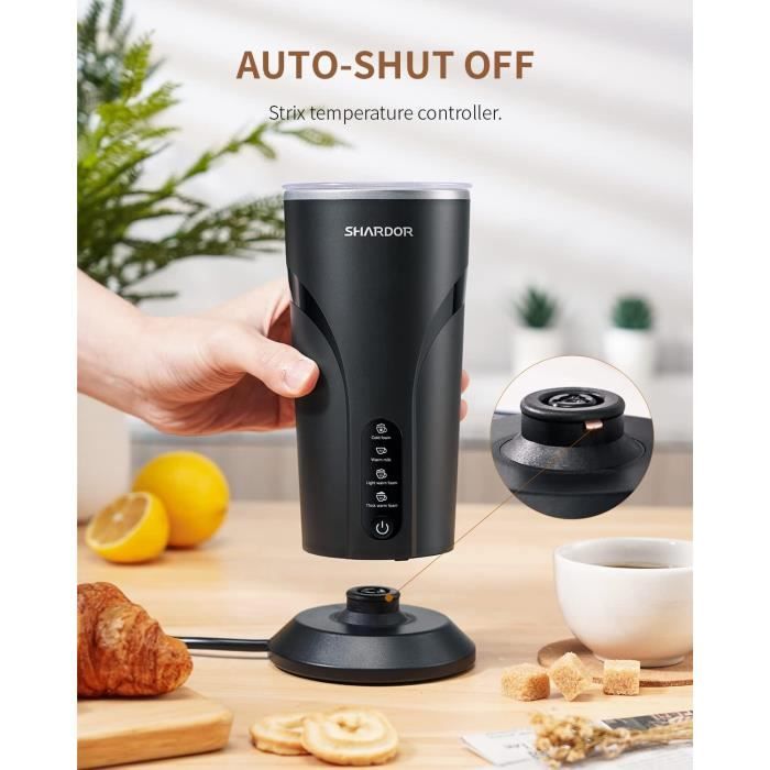 Mousseur à Lait SHARDOR 4 En 1 - Agitateur Magnétique 500W Pour Cappuccino, Macchiato & Chocolat Chaud, 300ml Avec Maintien 30 Min