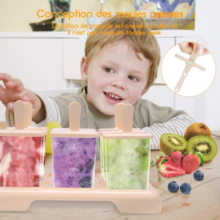 Moule à Glace En Silicone Avec Bâtonnets - Sans BPA, Pour Popsicles Maison, Lavable Au Lave-vaisselle