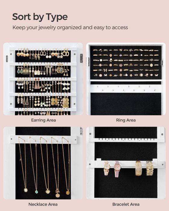 Armoire à Bijoux - SONGMICS - Miroir - Organiseur - Verrouillable ...