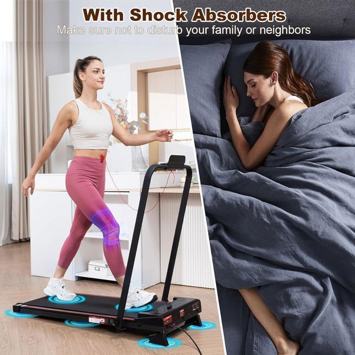 Tapis De Course Pliable LIKESPORTING - Moteur 1400W Silencieux - Vitesse 1-12 Km/h - Inclinaison Réglable 5% - Pliable Avec Roues - Pour Maison/bureau - 4