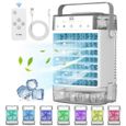 Rosnek Climatiseur portable, 1600 ml, Double réservoir d'eau, 3 vitesses, 2 modes de brume, ventilateur de d'air par évaporation