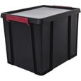IRIS OHYAMA Boîte de rangement empilable avec couvercle - Multi Box - MBX-38- Plastique - Noir, rouge et transparent - 38 L-0