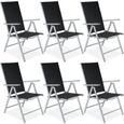TECTAKE Lot de 6 chaises de jardin pliantes MARILENA Pliable Dossier réglable en 7 positions - Noir/Gris-0