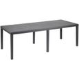 Table à manger outdoor Queen effet rotin - Anthracite - 220 x 90 x 72 cm-0