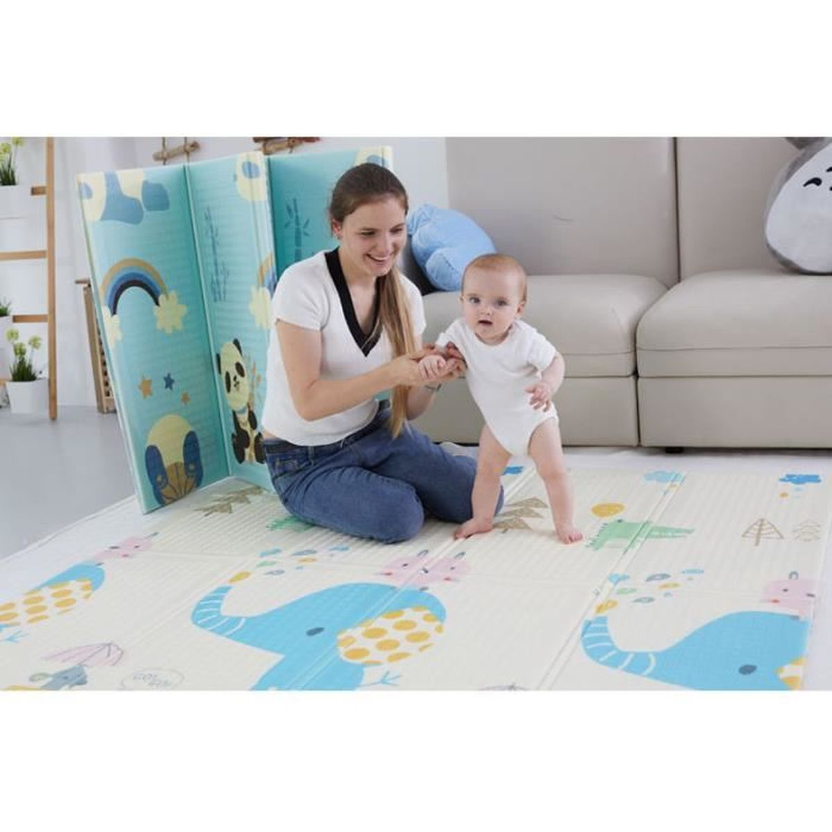 Tapis De Jeu Pour Bebe Tapis D Eveil Enfant 0 180 1 5cm Tapis Pliable En Mousse Xpe Appliquer A Double Face Elephant Cdiscount Puericulture Eveil Bebe