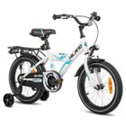 HILAND Vélo d'enfant - Roues 16" - 4-6 ans - Stabilisateurs - Porte-bagages arrière - Vélo de garçon- Blanc