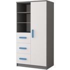 Armoire chambre d'enfants - HUCOCO - MARLIE - 3 tiroirs + 5 étagères - Bleu