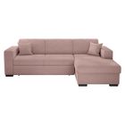 LOUNGITUDE Canapé d'angle FUJI XL convertible avec coffre en velours côtelé - Angle droit - Vieux rose