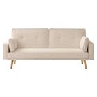 Canapé droit scandinave ELGA convertible 3 places en velours côtelé - Beige - L205 x P85 x H87cm - LOUNGITUDE