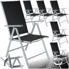 Fauteuils de jardin - TECTAKE - Lot de 6 chaises de jardin pliantes MARILENA Pliable Dossier réglable en 7 positions - Noir/Gris