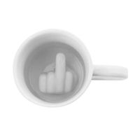 Fuck Mug Tasse 3D Drôle Créatif Doigt Médaillon Surprise au Fond de Tasse En Céramique Poignée 9x8.8cm blanc b12481