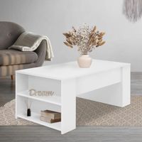 Table Basse de Salon Blanc ML-Design - Moderne - 110x60x42 cm - 2 Compartiments - MDF