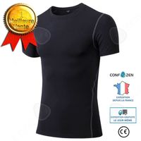 CONFO® Vêtements de fitness Vêtements de fitness d'entraînement serrés pour hommes Vêtements de sport à manches courtes T-shirt stre