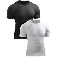 2 Pièces T-Shirts Manches Courtes Homme Compression Running Maillot Sport Top