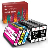 Cartouches d'encre compatibles pour HP 932XL 933XL - TONER KINGDOM - Pack de 5 - Noir, Cyan, Magenta, Jaune