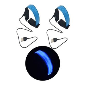 BOUÉE - BRASSARD Bleu - Brassard de sécurité LED Rechargeable USB, 2 pièces, Haute visibilité, Accessoires de course, éclairag