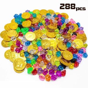 MARCHANDE Pièces de monnaie en or Pirate pour enfants, série de pierres précieuses, jouets, accessoires de dessin, cade