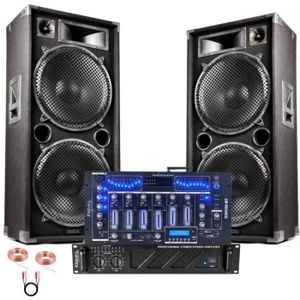 Amplificateur sono - audioclub ac3000 - 2 x 1500w + table de mixage ibiza  sound dj21 4 voies usb - câble rca + pc - Conforama