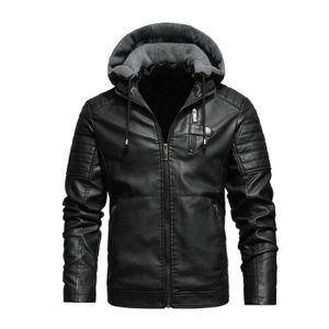 Veste homme cuir capuche Cdiscount