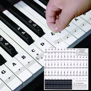 PIANO Autocollants Pour Clavier De Piano - 49-54-61-88 - Kit Complet Pour Touches Noires Et Blanches - Autocollants Amovibles Pour[J856]