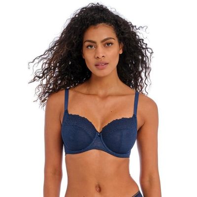 Delimira Soutien-gorge à armatures en dentelle non rembourré pour femme, blueberry, 90D