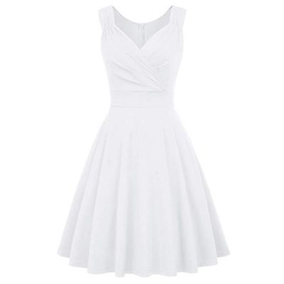 Onsoyours Robe Dentelle Femme Élégante Col V Sans Manches - Robe Soirée Mariage Cocktail